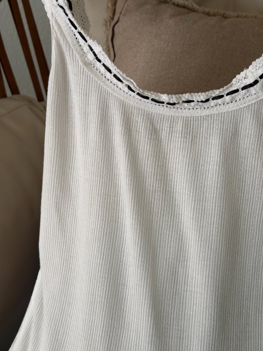 Free People Intimately Only You Tank - Small - Lace Trim Ribbed Cotton Cami - Picture 8 of 11